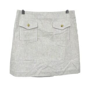 J.CREW Women's Size 4 Tan & White Striped NWT Cotton Linen Blend Mini Skirt